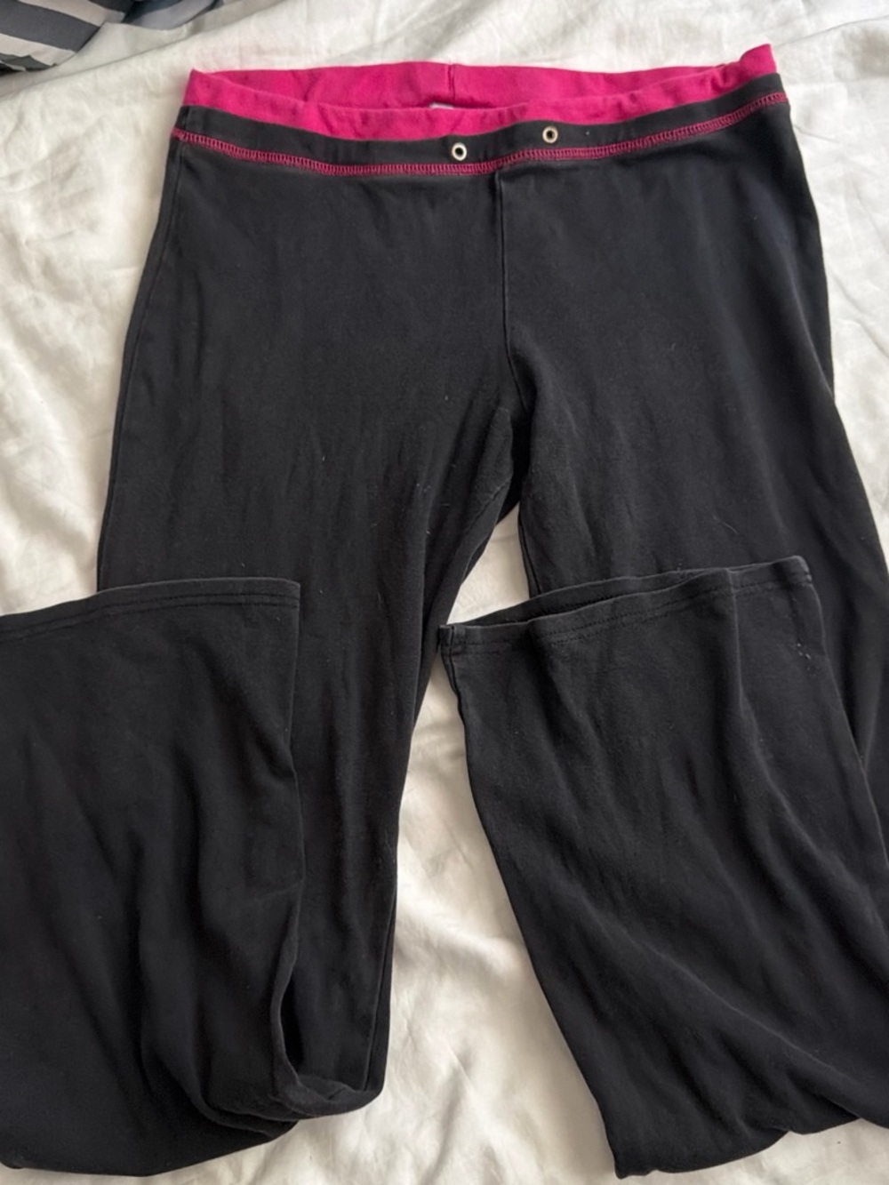 Women’s Black Lounge Pants with Pink Waistband